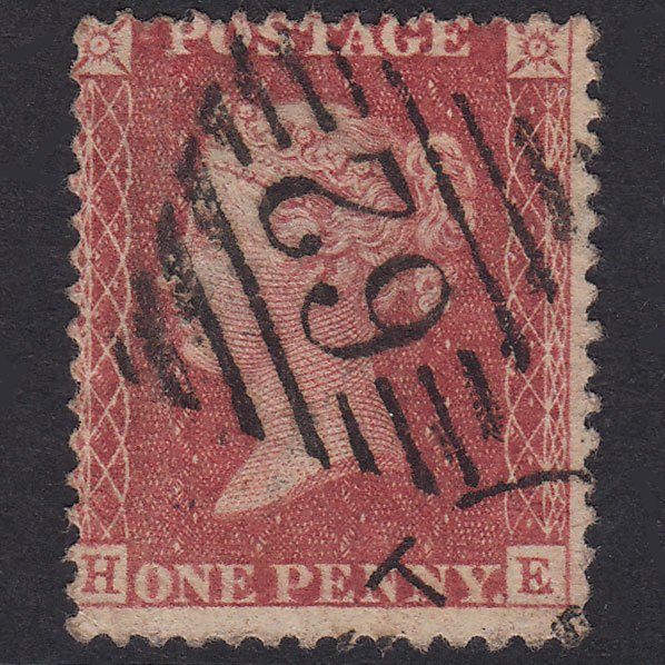 GB QV 1857 1d Rose-Red Plate 36 SG40-C10(1) HE FU Belfast 62