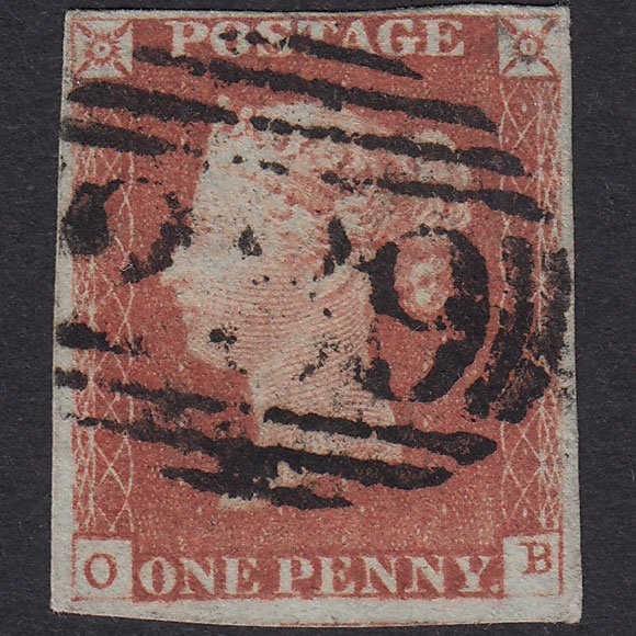 GB QV 1841 1d Red-Brown Plate 78 SG8-B1(1) OB FU 4 Margins Dawlish 239