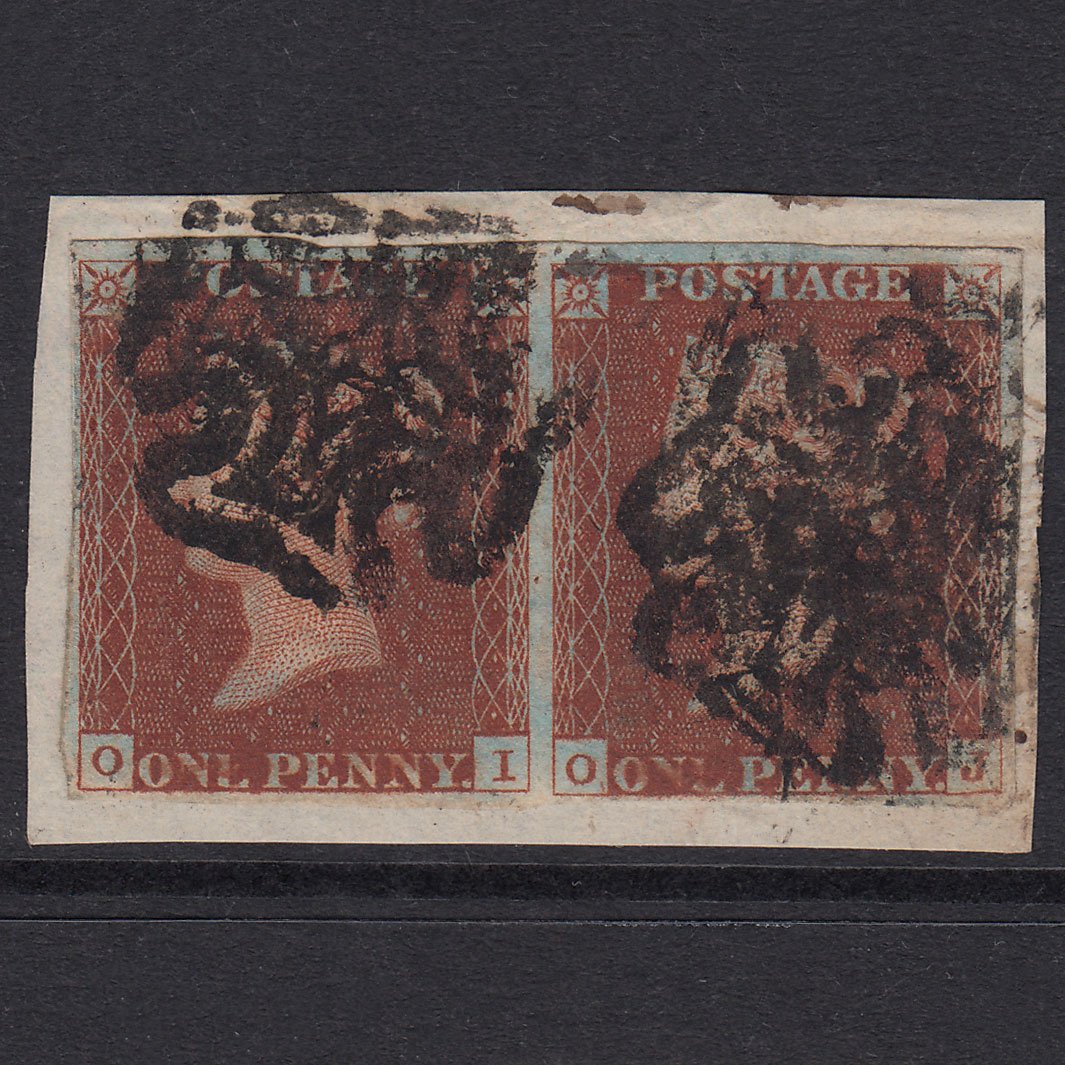 GB QV 1841 1d Red-Brown Plate 13 SG8-B1(1) OI-OJ GU Pair 4M MX On Piece