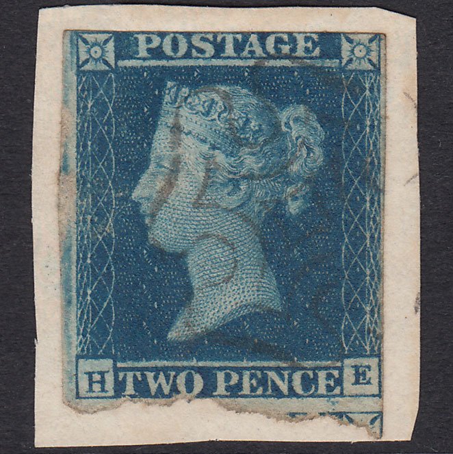 GB QV 1841 2d Blue Pl 3 SG14-E1(2) HE GU Edinburgh Type II MX On Piece