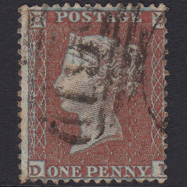 GB QV 1855 1d Red-Brown Plate 3 SGC6(1) Framed Reverse DI FU Newport 561