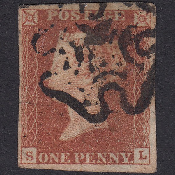 GB QV 1841 1d Red-Brown Plate 20 SG8-B1(1) SL GU 4 Margins Maltese Cross