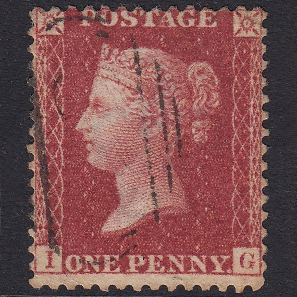 GB QV 1857 1d Rose-Red Plate 47 SG40-C10(1) IG FU Light Cancel