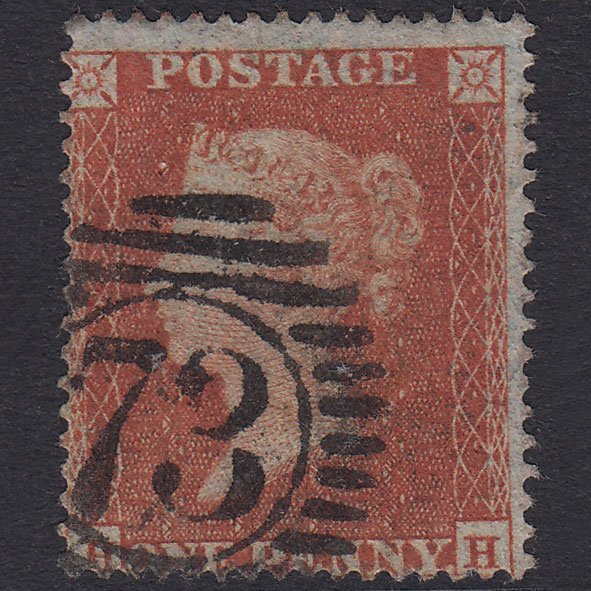 GB QV 1854 1d Red-Brown Plate 196 SG17-C1(1) HH GU London D&S 73