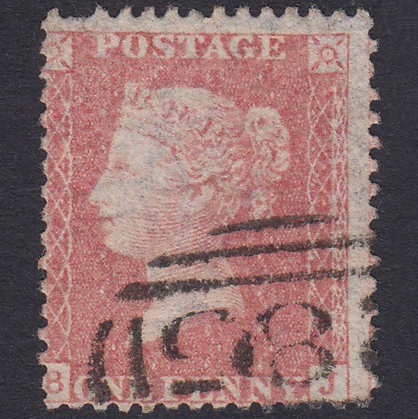 GB QV 1857 1d Pale Rose Transitional Plate 37 SGC9A(1) BJ GU Exeter 285