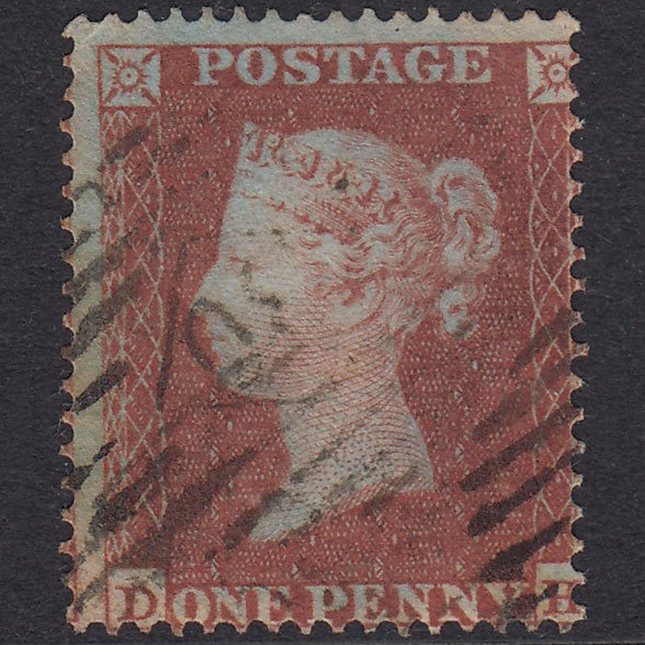 GB QV 1854 1d Red-Brown Plate 179 SG17-C1(1) DH GU London IS Cancel