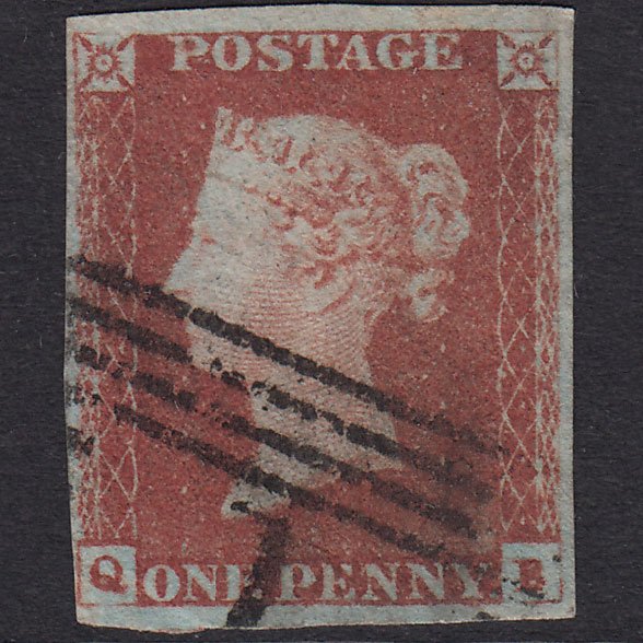 GB QV 1841 1d Red-Brown Plate 80 SG8-B1(1) QB FU 4 Margins Aberdeen 1