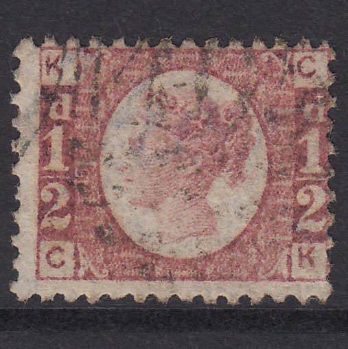 GB QV 1870 1/2d Rose-Red Plate 5 SG48-G4 CK FU Light Cancel