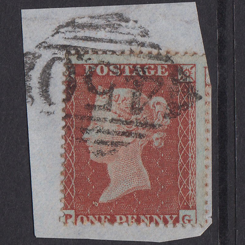 GB QV 1854 1d Red-Brown Plate 177 SG17-C1(1) PG GU Youghal 450 On Piece