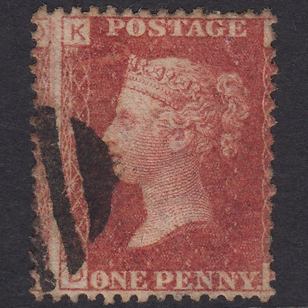 GB QV 1864 1d Lake-Red Plate 218 SG44-G1(2) DK FU Large Misperf