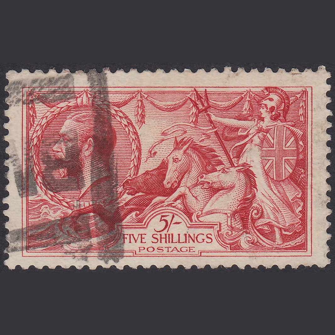 GB KG5 1918 5/- Rose-Red Seahorses SG416-N68(2) FU Parcel Cancel