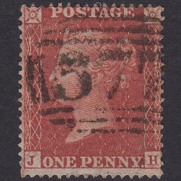 GB QV 1855 1d Brick-Red Plate 10 SG21-C4(3) JH FU Cromer 577