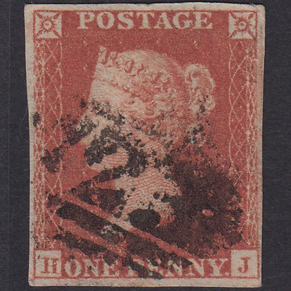 GB QV 1841 1d Red-Brown Plate 135 SG8-B2(1) HJ FU 4M Southampton 723