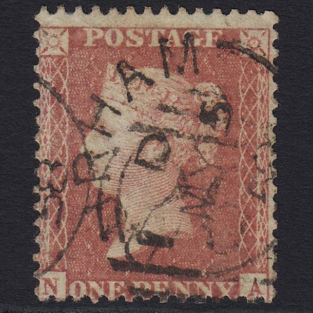 GB QV 1857 1d Rose-red (Plate 42) (SG40) 'NA' FU Durham CDS Receiving Mark
