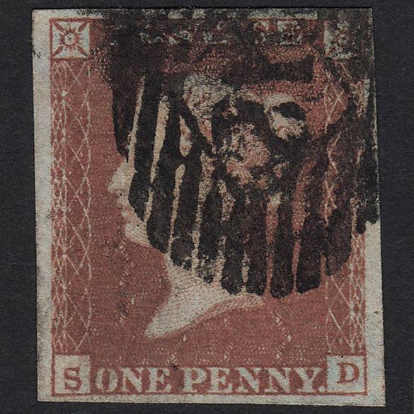 GB QV 1841 1d Red-brown (Plate 99) SG8-B1(1) SD GU London IS Cancel 4M
