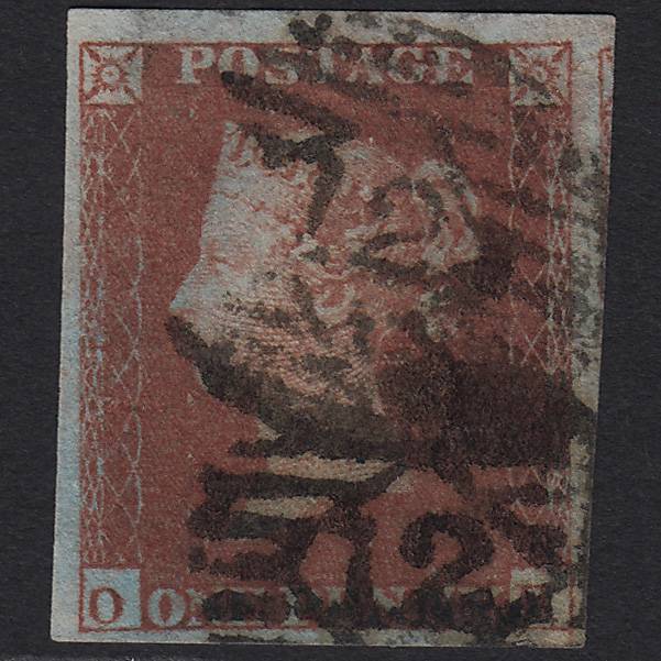 GB QV 1841 1d Pl 158 SG8-B2(1) OH FU London IS 12 4M Imperf Double Strike