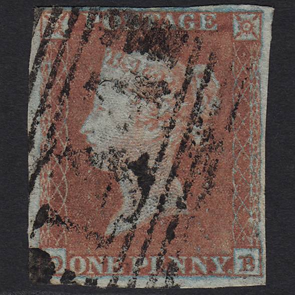 GB QV 1841 1d Very Blued Pl 129 SG8a-B1(2) OB FU Forfar 144 4 Margins