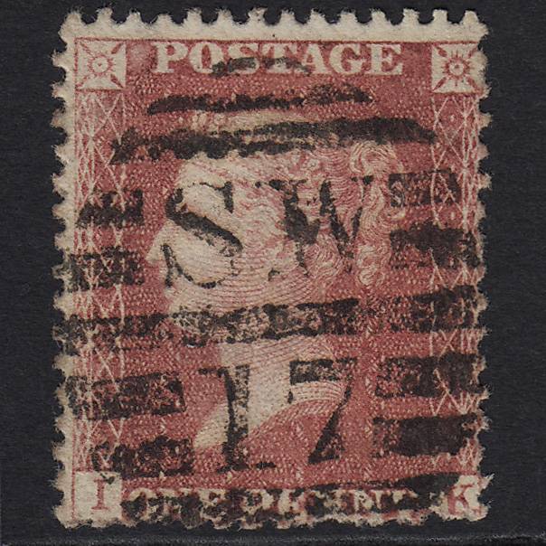 GB QV 1857 1d Rose-red SG40-C10(1) IK GU in London SW17