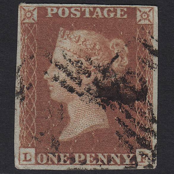 GB QV 1841 1d Red-brown (Plate 75) SG8-B1(1) LF FU 4 Margins