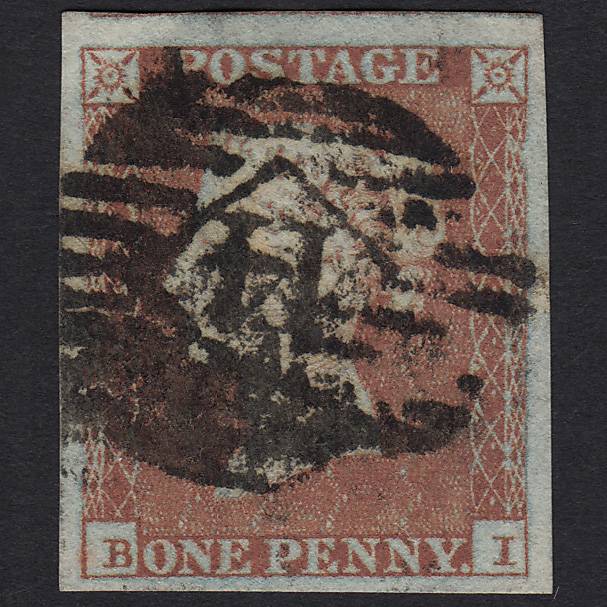 GB QV 1841 1d Red-brown (Plate 129) SG8-B2(1) BI FU London IS 14 4 Big Margins