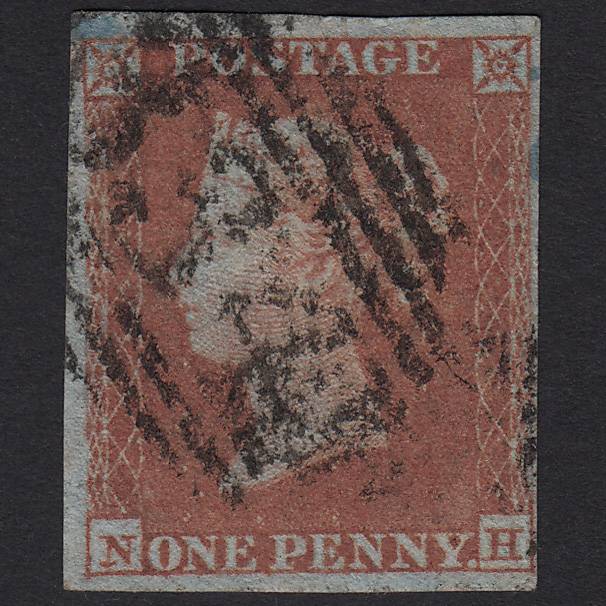 GB QV 1841 1d Red-brown Pl 127 SG8-B2(1) NH FU Halstead 334 4M Imperf