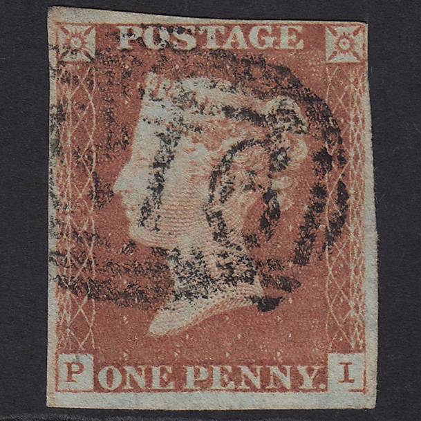 GB QV 1841 1d Red-brown Pl 75 SG8-B1(1) PI GU Worcester 918 4 Margins