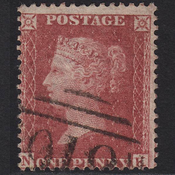 GB QV 1857 1d Rose-red (Plate 55) SG40-C10(1) NK FU Worcester 918 Misperf