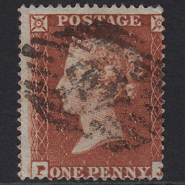 GB QV 1854 1d Red-brown (Plate 190) SG17-C1(1) PJ GU London IS Cancel Misperf