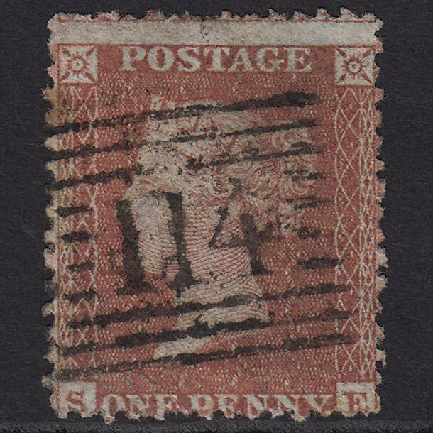 GB QV 1855 1d Red-brown (Plate 8) SGC6(1) SE GU Dundee 114 Misperf