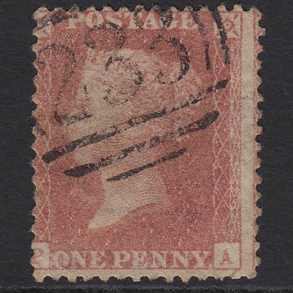 GB QV 1857 1d Pale Rose (Plate 48) SG39-C10(3) PA GU Darlington 233 Misperf