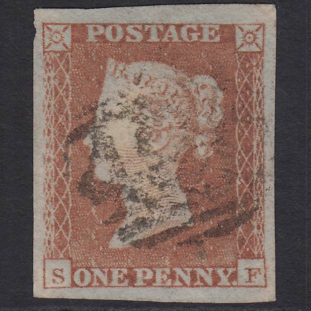GB QV 1841 1d Red-brown Pl 115 SG8-B1(1) SF GU 4 Huge Margins Pinhole