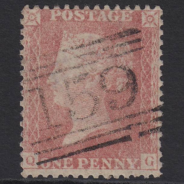 GB QV 1857 1d Pale Rose (Plate 68) SG39-C10(3) QG GU Glasgow 159