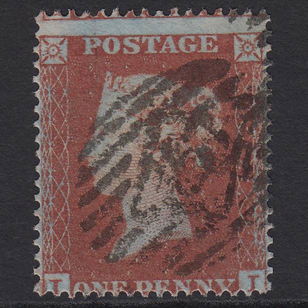 GB QV 1854 1d Red-brown (Plate 179) SG17-C1(1) II GU London IS Cancel Misperf
