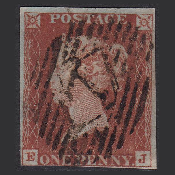 GB QV 1841 1d Red-brown (Plate 52) SG8-B1(1) EJ GU nr 4 Margins London IS 7