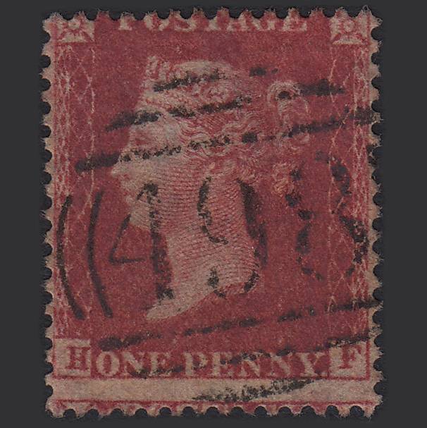 GB QV 1857 1d (Plate 58) SG41-C10(4) HF GU Manchester 498 Large Misperf