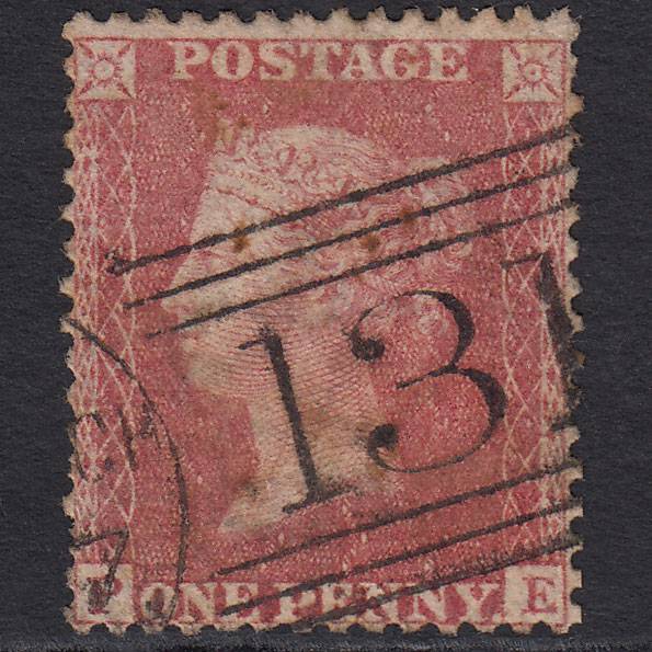 GB QV 1857 1d Rose-red (Plate 39) SG40-C10(1) PE GU Edinburgh 131