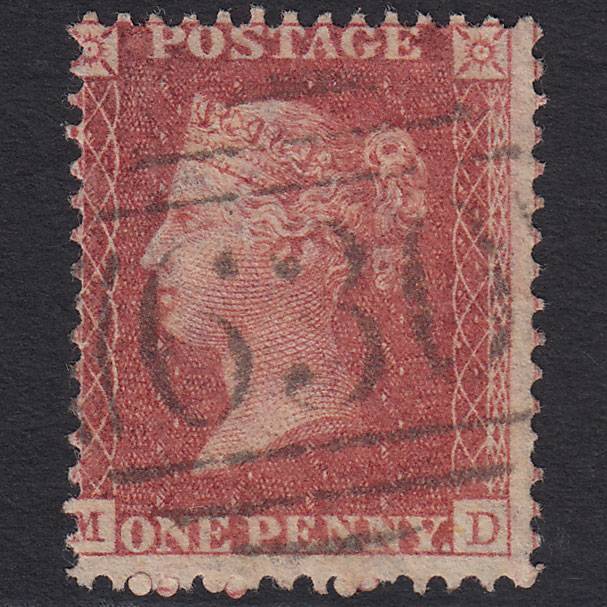 GB QV 1857 1d Rose-red (Plate 62) SG40-C10(1) MD FU Preston Brook 630