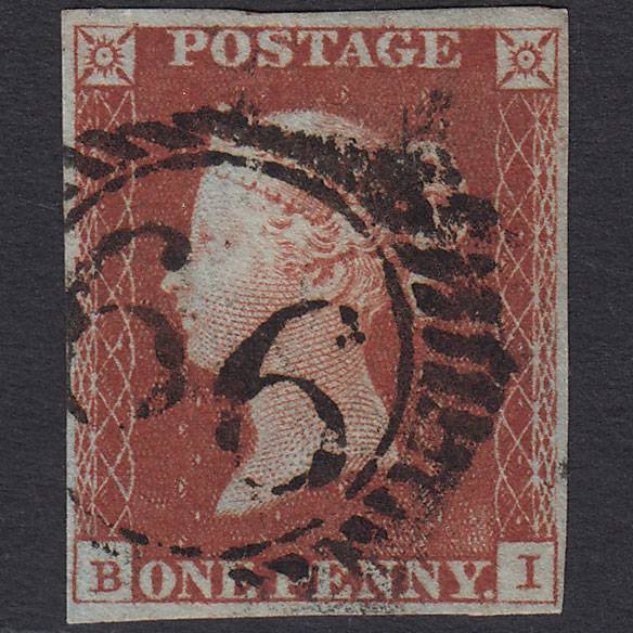GB QV 1841 1d Red-brown (Plate 51) SG8-B1(1) BI FU 4 Margins London D&S 66