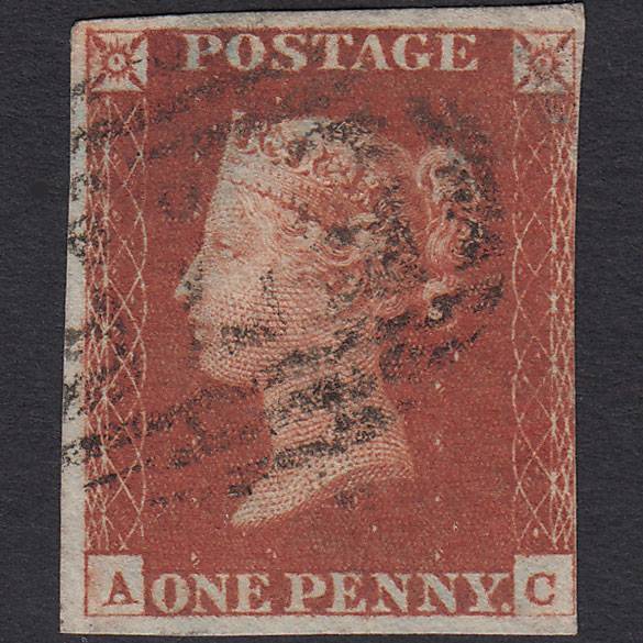 GB QV 1841 1d Red-brown Pl 65 SG8-B1(1) AC FU nr 4 Margins Norwich 575