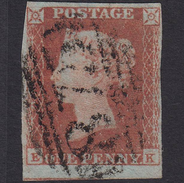 GB QV 1841 1d Red-brown (Plate 88) SG8-B1(1) EK FU 4 Margins Whitby 875