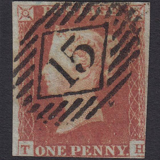 GB QV 1841 1d Red-brown (Plate 86) SG8-B1(1) TH GU London IS 15