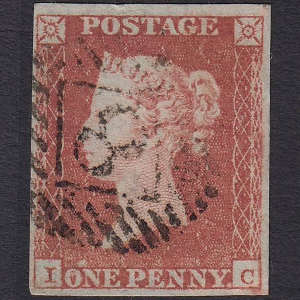 GB QV 1841 1d Red-brown (Plate 92) SG8-B1(1) IC FU 4 Margins London IS 8