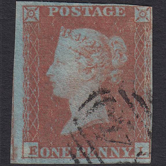 GB QV 1841 1d Very Blued (Plate 93) SG8a-B1(2) EL FU nr 4M Light Cancel