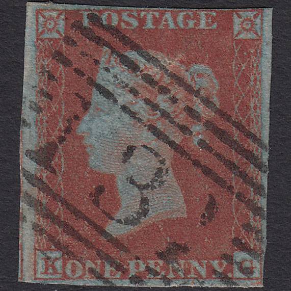 GB QV 1841 1d Very Blued (Plate 140) SG8a-B1(2) KG FU 4M Edinburgh 131