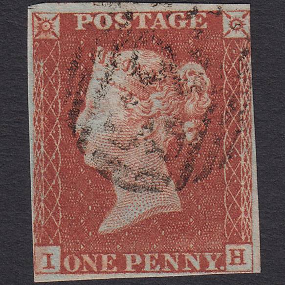 GB QV 1841 1d Red-brown (Plate 52) SG8-B1(1) GUideline IH GU nr 4 Margins