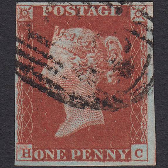 GB QV 1841 1d Deep Red-brown Pl 60 SG10-B1(4) Constant Variety H FU 4M