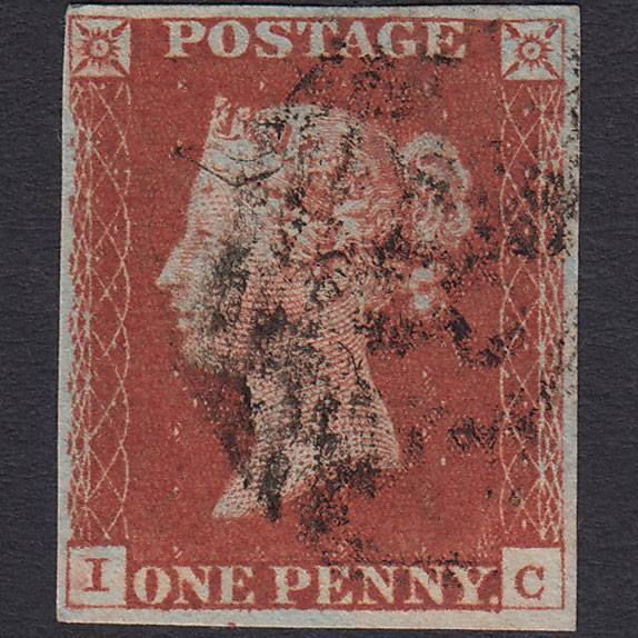 GB QV 1841 1d Deep Red-brown (Plate 60) SG10-B1(4) IC FU 4 Margins