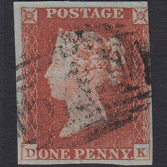 GB QV 1841 1d Red-brown Pl 52 SG8-B1(1) DK GU nr 4 Margins Newark 541