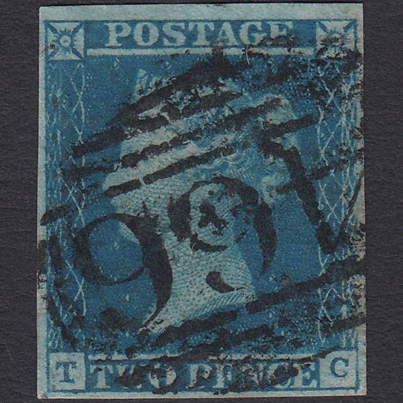 GB QV 1841 2d Deep Full Blue (Plate 3) SG15-E1(3) TC FU 4M Liverpool 466
