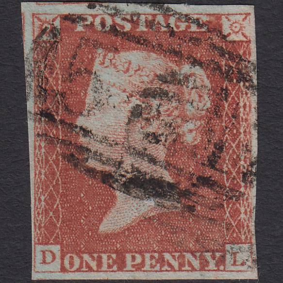 GB QV 1841 1d Red-brown (Plate 52) SG8-B1(1) DL FU 4 Margins